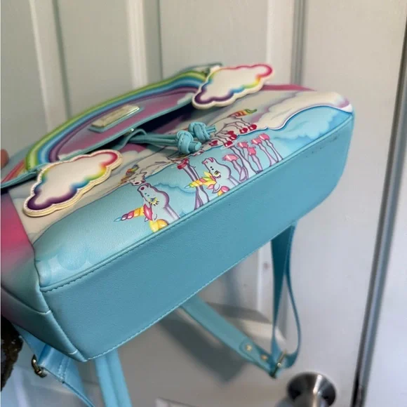 Loungefly Rainbow Unicorn Mini Backpack - Blue Pink Purple - Picture 2 of 3